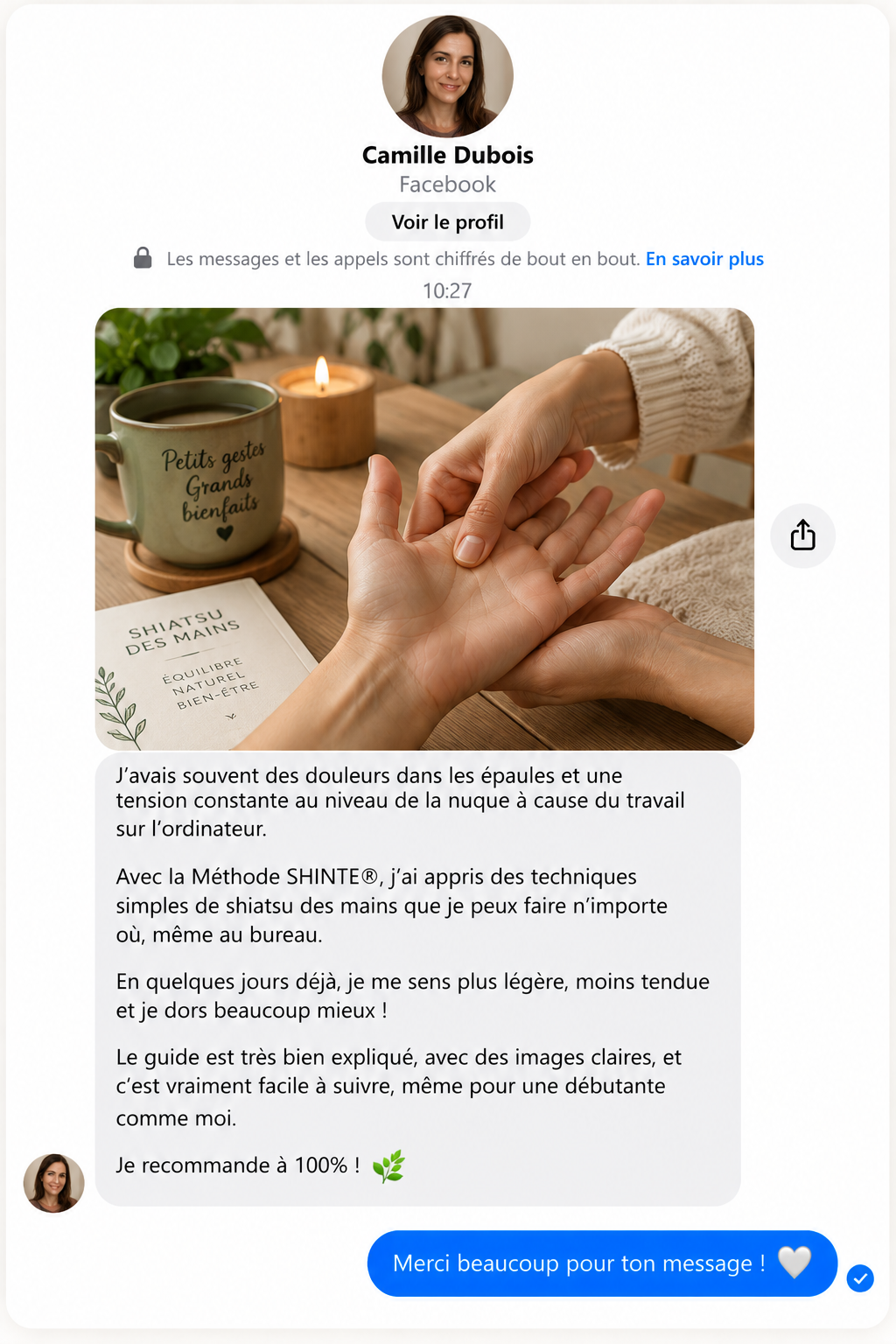 Message d'une élève de la Méthode SHINTE 4